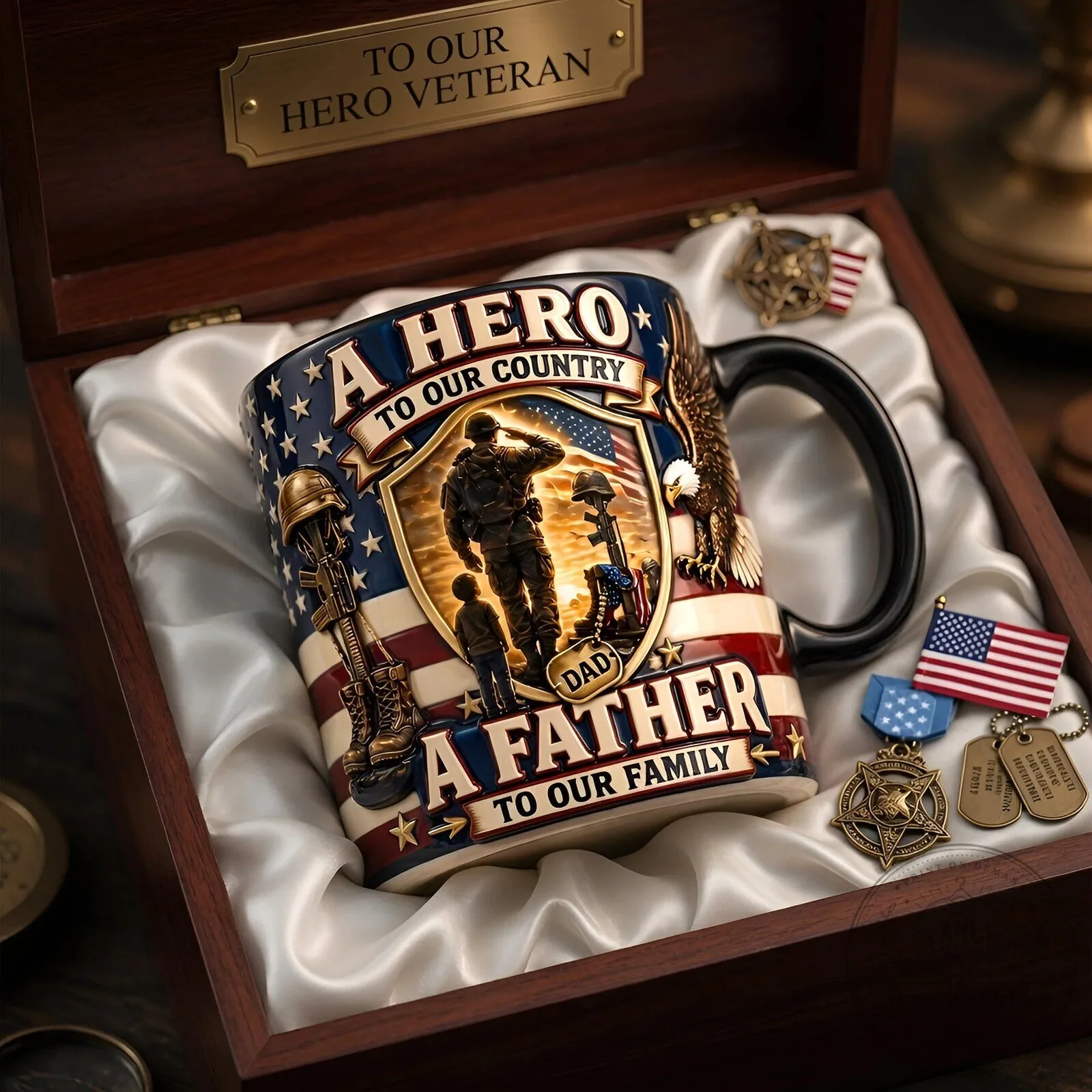 Proud Veteran Dad A Hero To Our Country A Father To Our Family Coffee Mug 9 Proud Veteran Dad A Hero To Our Country A Father To Our Family Coffee Mug