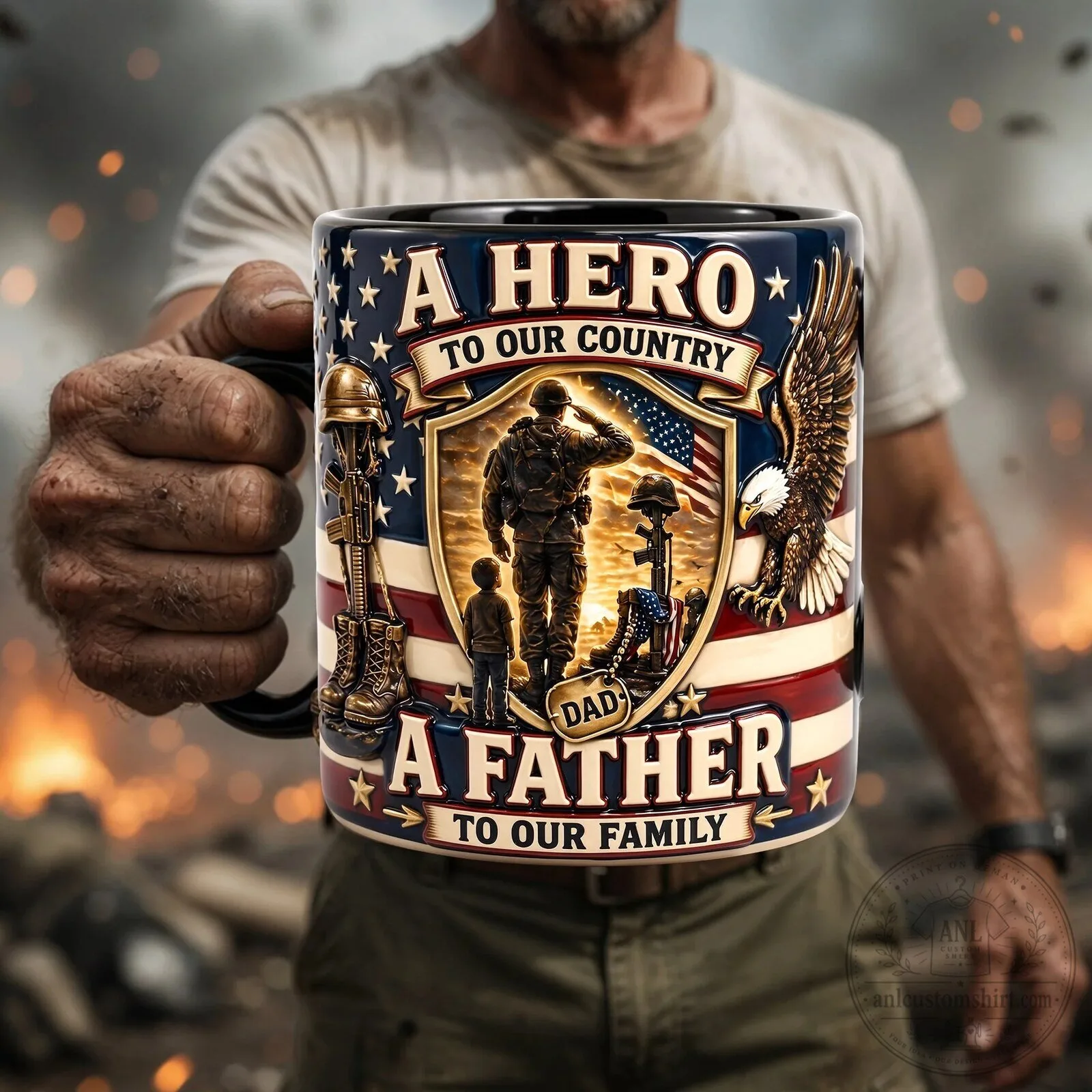 Proud Veteran Dad A Hero To Our Country A Father To Our Family Coffee Mug 10 Proud Veteran Dad A Hero To Our Country A Father To Our Family Coffee Mug