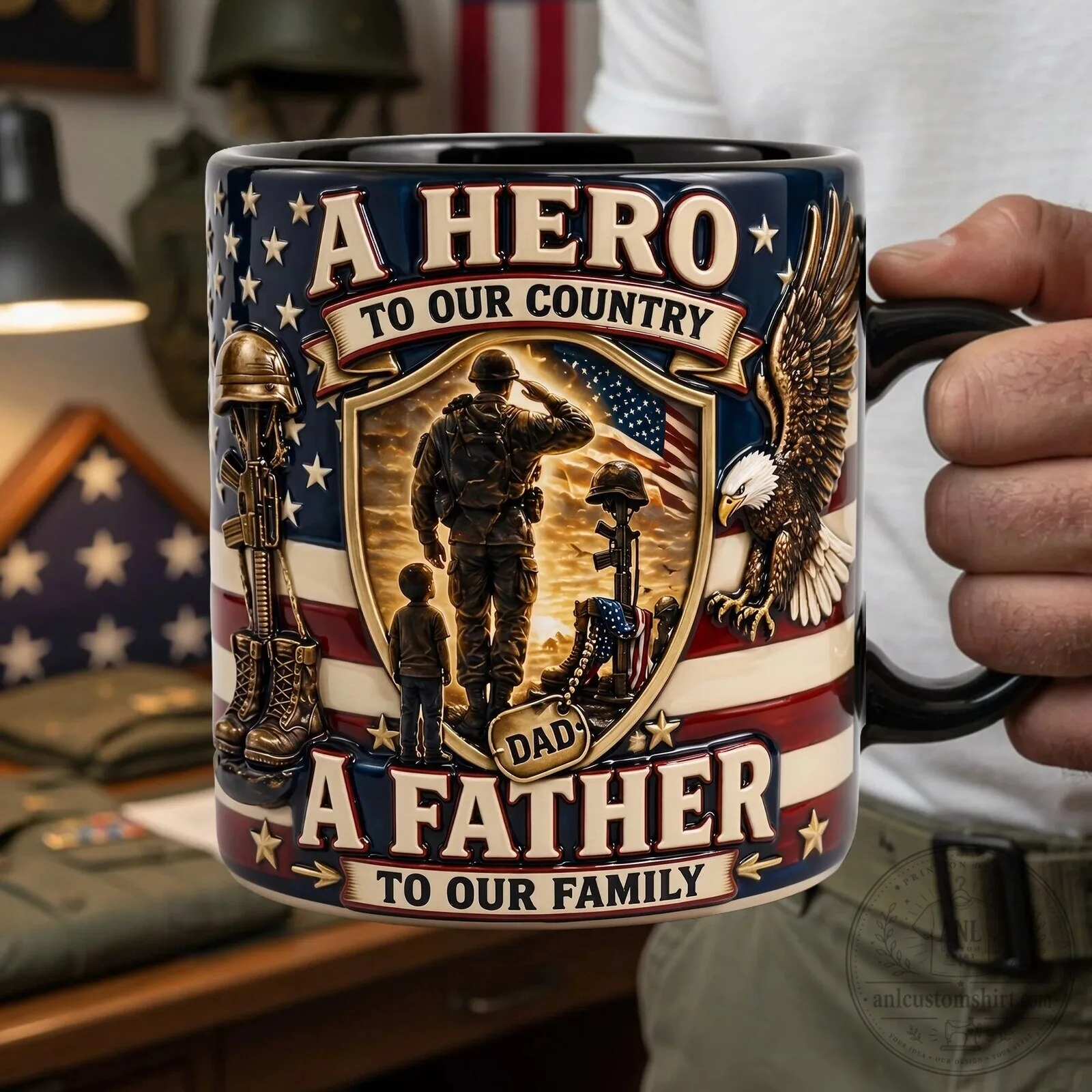 Proud Veteran Dad A Hero To Our Country A Father To Our Family Coffee Mug 11 Proud Veteran Dad A Hero To Our Country A Father To Our Family Coffee Mug
