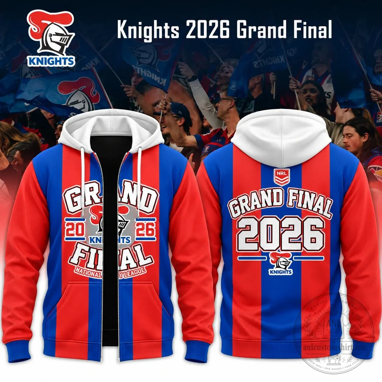 Newcastle Knights 2026 Grand Final National Rugby League Full Zip Hoodie