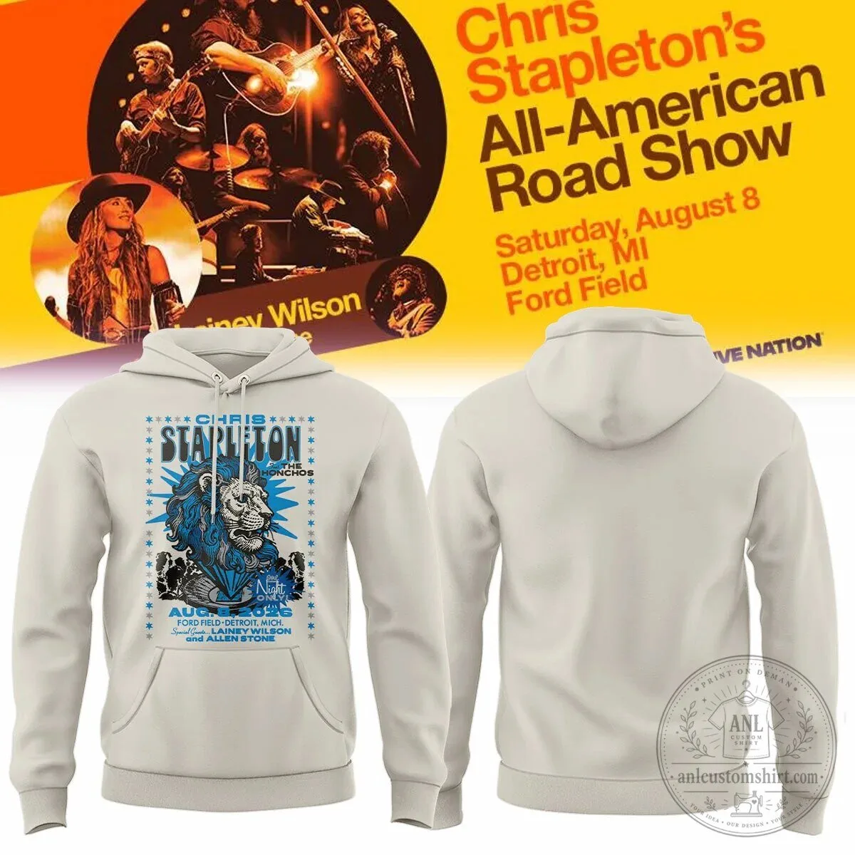 Chris Stapleton All-American Road Show Detroit Concert Hoodie