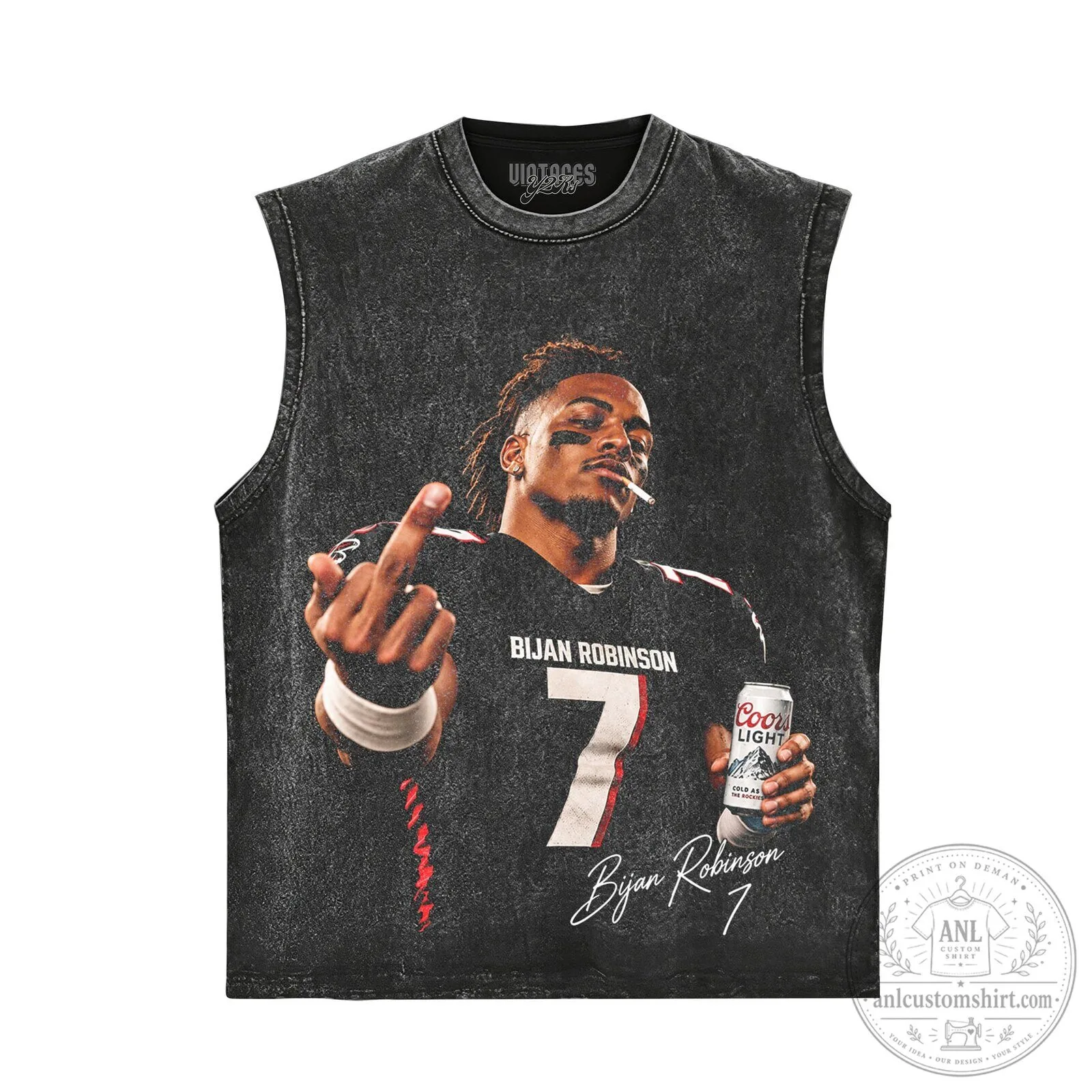 Bijan Robinson Football Player Coors Light Black Graphic T-Shirt 13 Bijan Robinson Football Player Coors Light Black Graphic T-Shirt