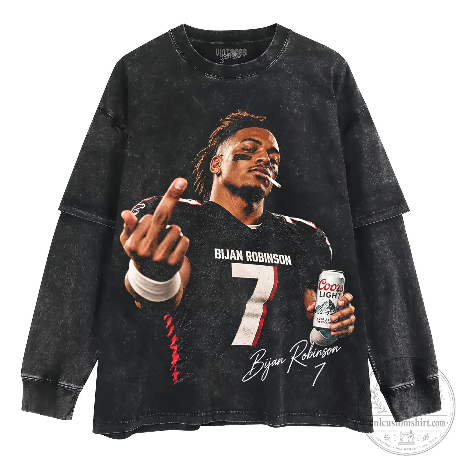 Bijan Robinson Football Player Coors Light Black Graphic T-Shirt 14 Bijan Robinson Football Player Coors Light Black Graphic T-Shirt