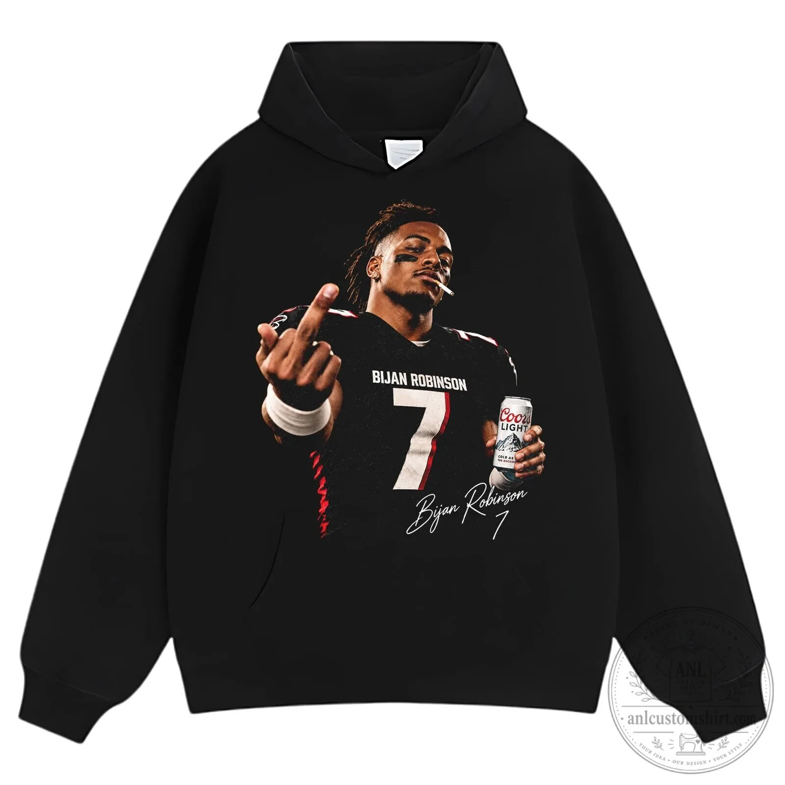 Bijan Robinson Football Player Coors Light Black Graphic T-Shirt 17 Bijan Robinson Football Player Coors Light Black Graphic T-Shirt