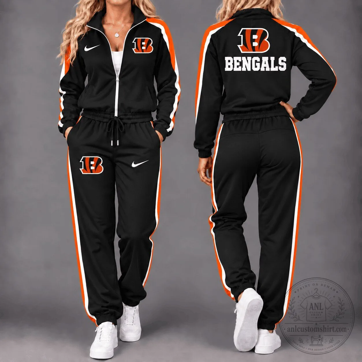 Cincinnati Bengals NFL Football Team Black and Orange Tracksuit Set