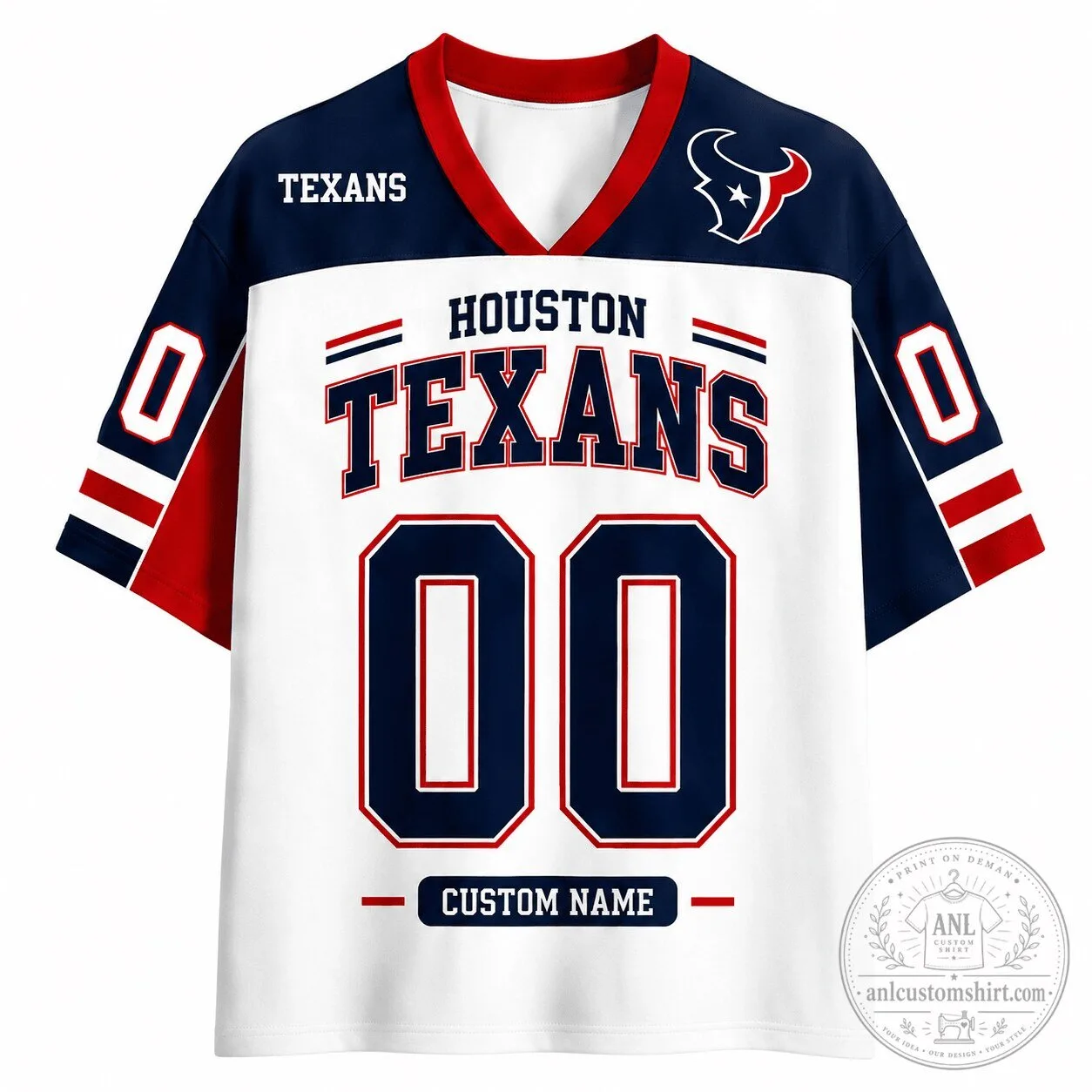 Houston Texans Custom Name and Number White Football Team Jersey