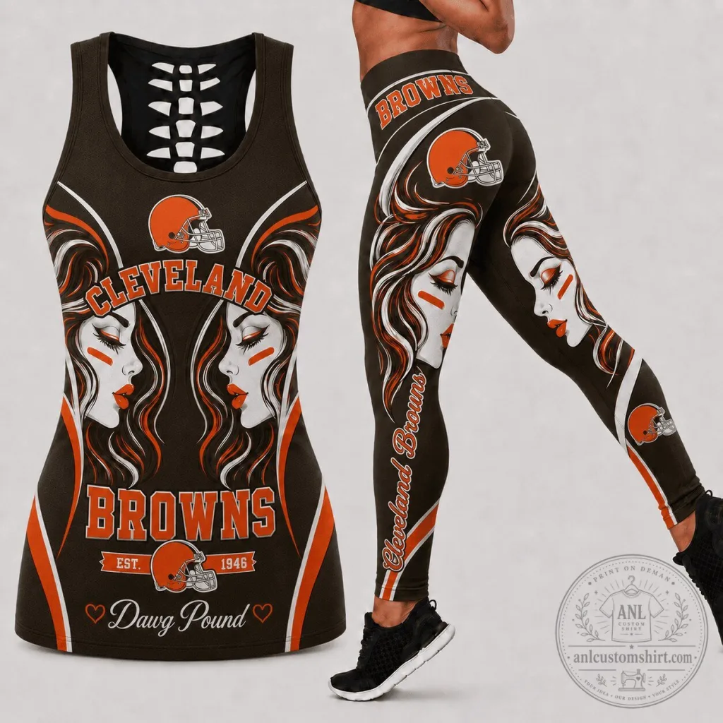 Cleveland Browns Football Team Women's Tank Top and Leggings Set Cleveland Browns Football Team Women's Tank Top and Leggings Set
