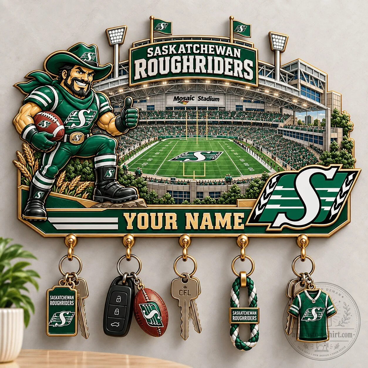 Saskatchewan Roughriders CFL Mosaic Stadium Custom Key Holder 2 Saskatchewan Roughriders CFL Mosaic Stadium Custom Key Holder