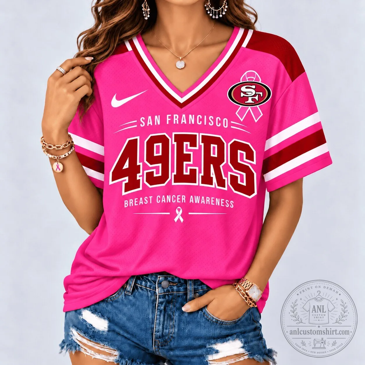 San Francisco 49ers NFL Pink Breast Cancer Awareness Football Jersey