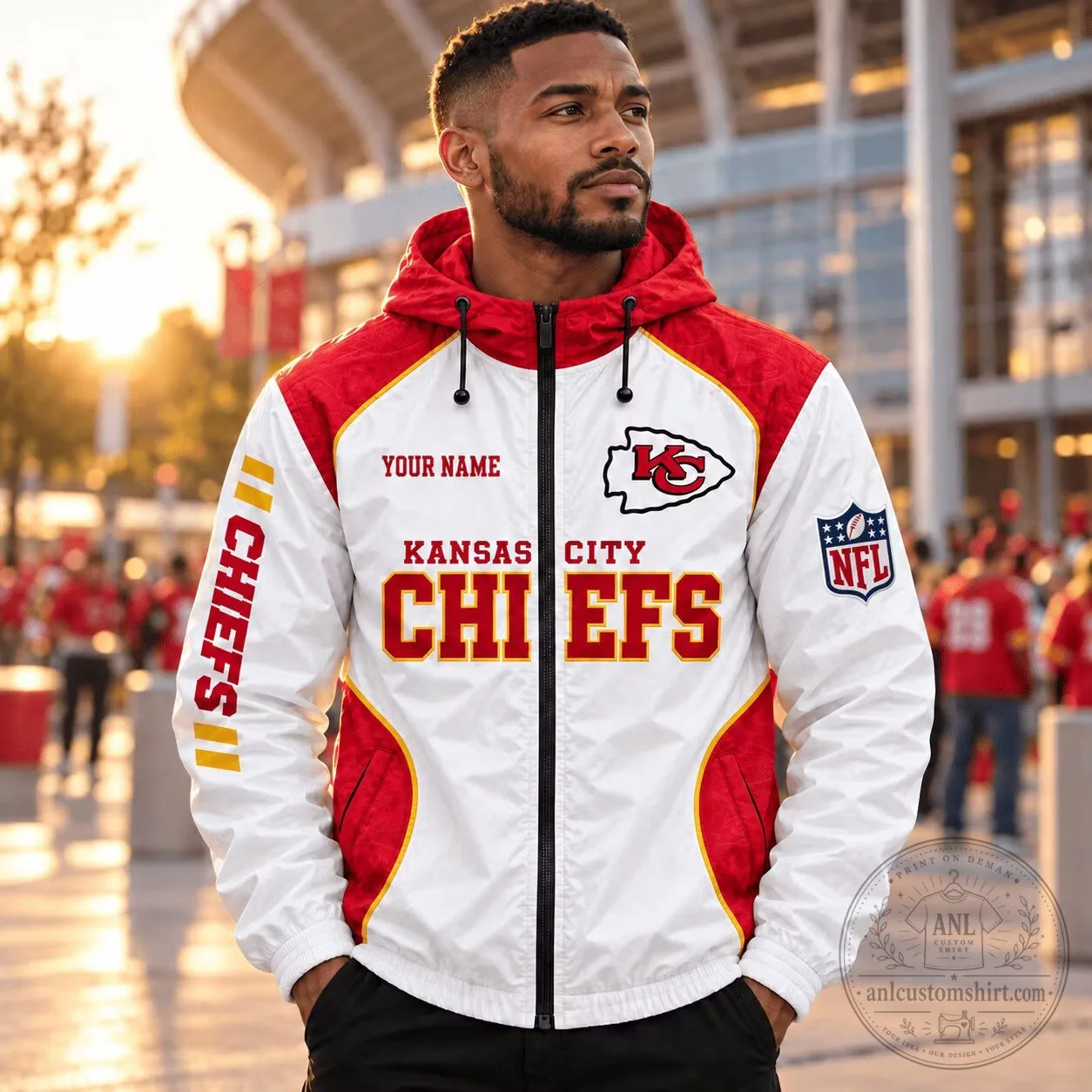 Kansas City Chiefs NFL fan gift personalized windbreaker jacket