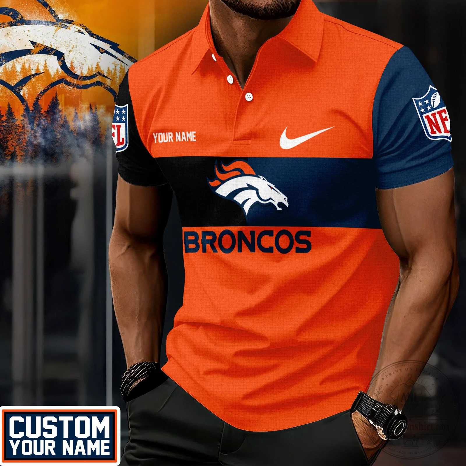 Denver Broncos NFL Fan Gift Polo Shirt for Men, Personalized Football Apparel