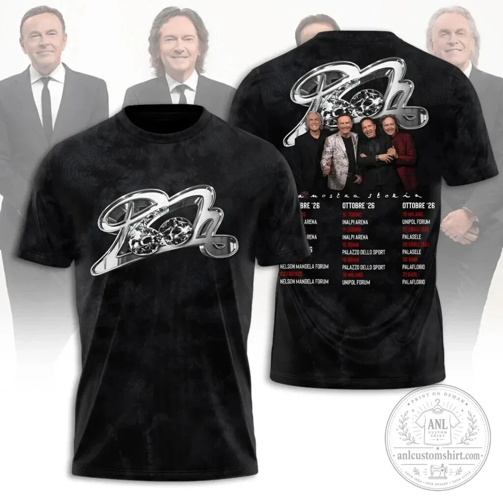 Pooh Band Italian Pop Rock Music Group Concert Tour Black T-Shirt