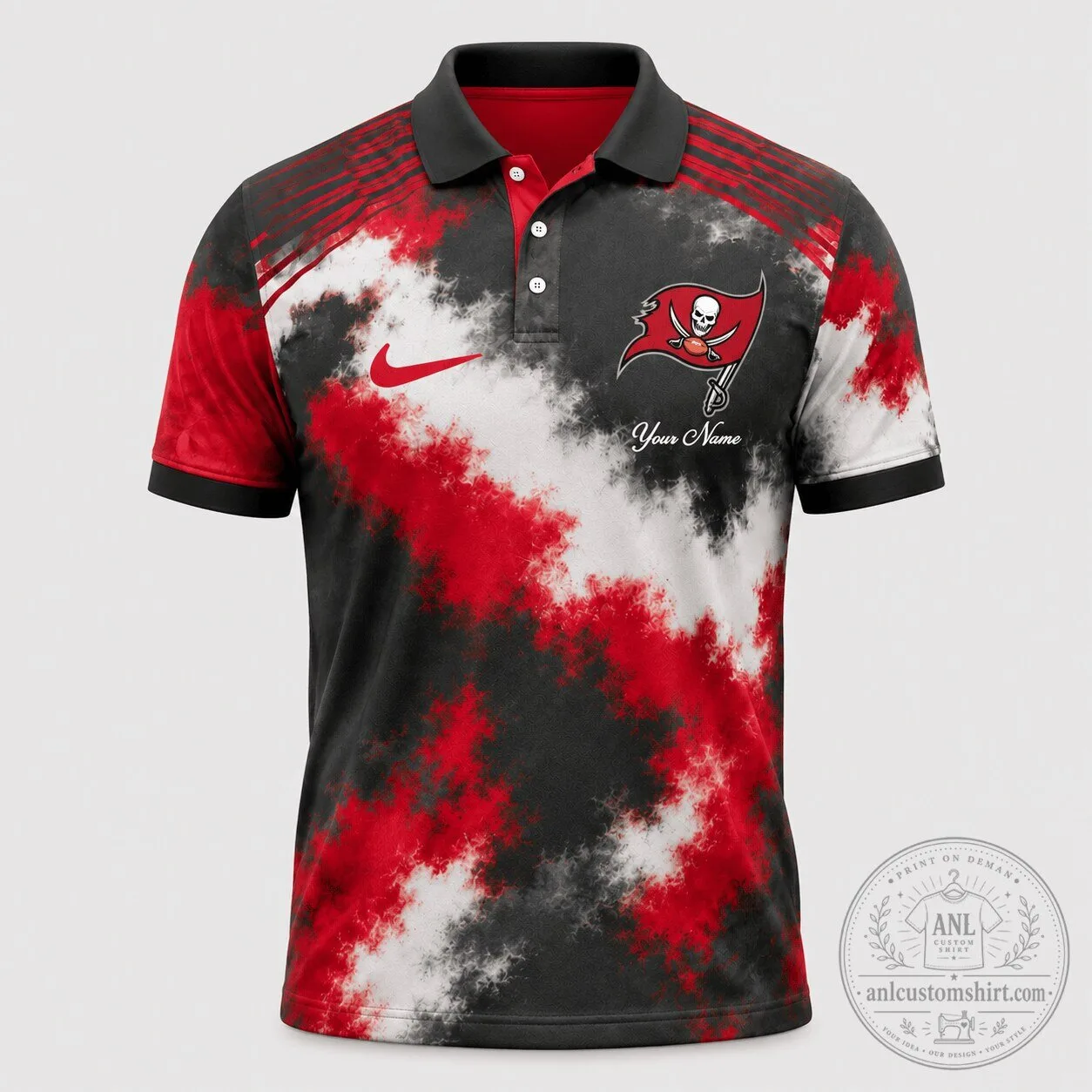 Tampa Bay Buccaneers Personalized Skull and Crossbones Polo Shirt