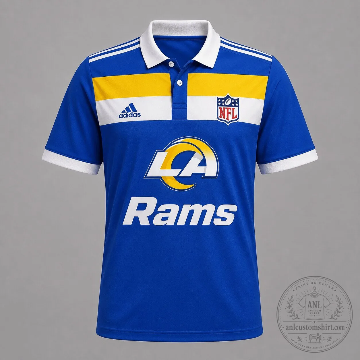 Los Angeles Rams National Football League Men's Blue and Yellow Polo Shirt
