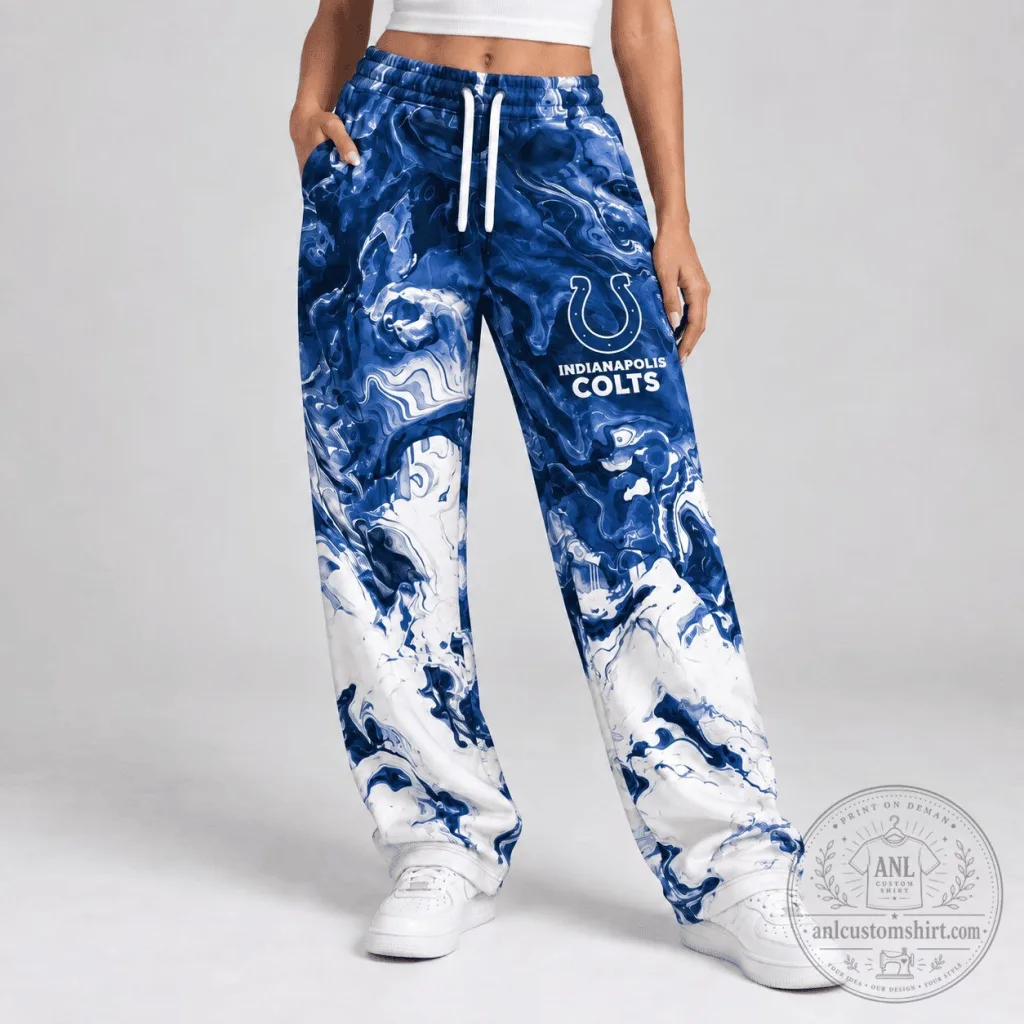 Indianapolis Colts Football Team Blue Lava Flow Pattern Lounge Pants Indianapolis Colts Football Team Blue Lava Flow Pattern Lounge Pants