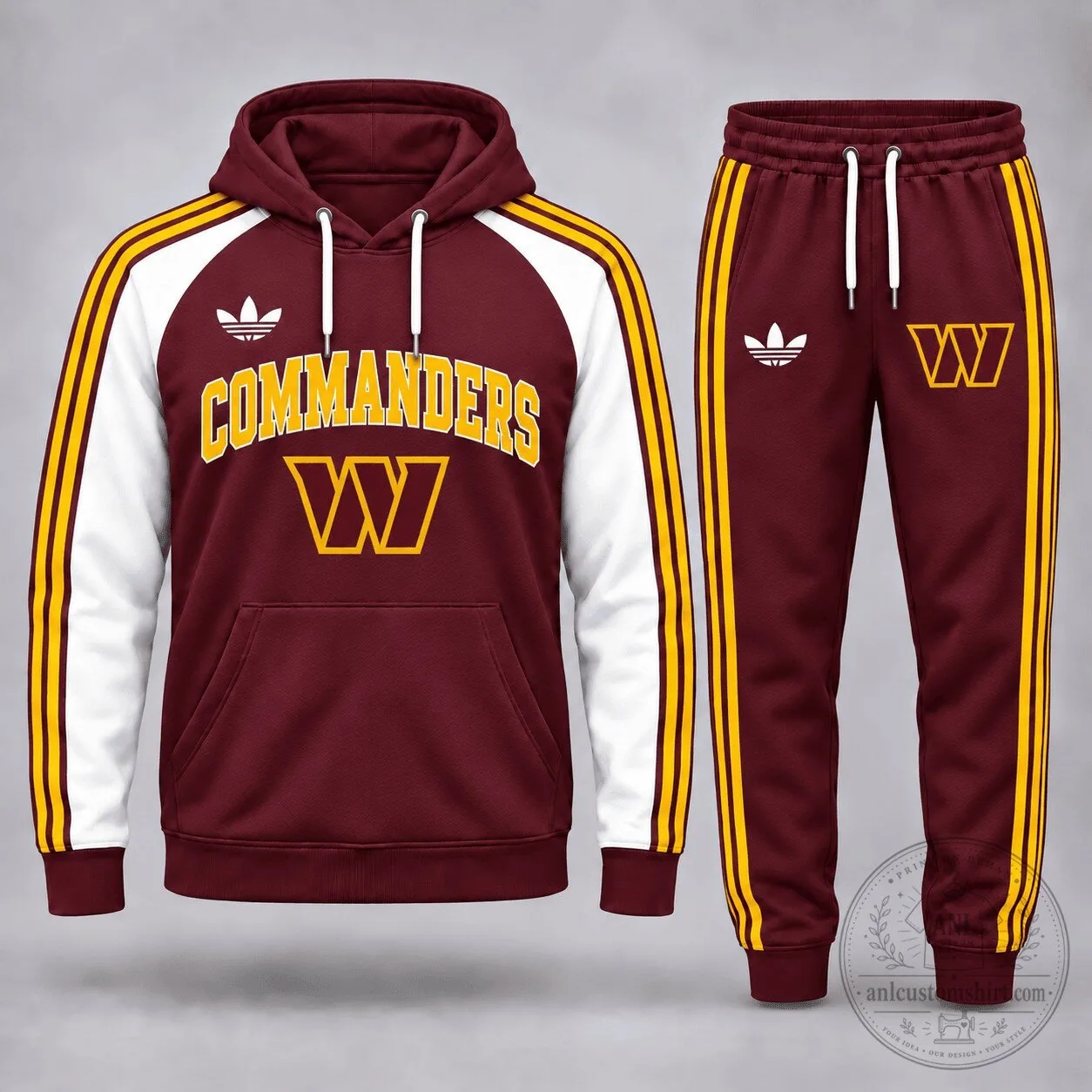 Washington Commanders Football Team Burgundy and White Striped Hoodie and Jogger Set