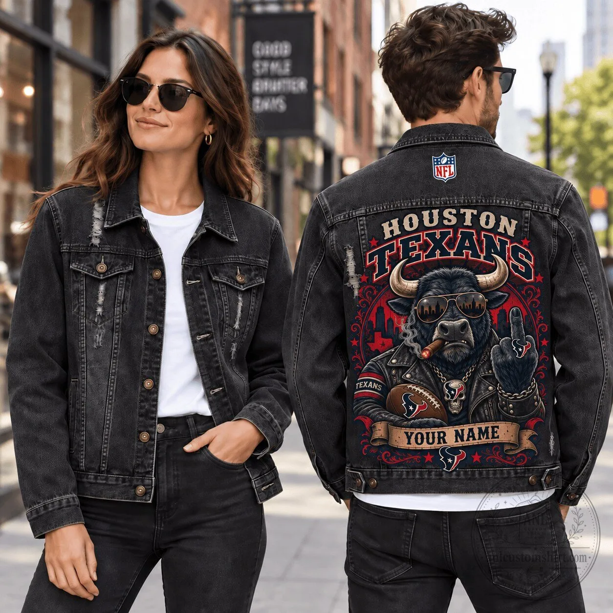 Houston Texans NFL Distressed Denim Jacket