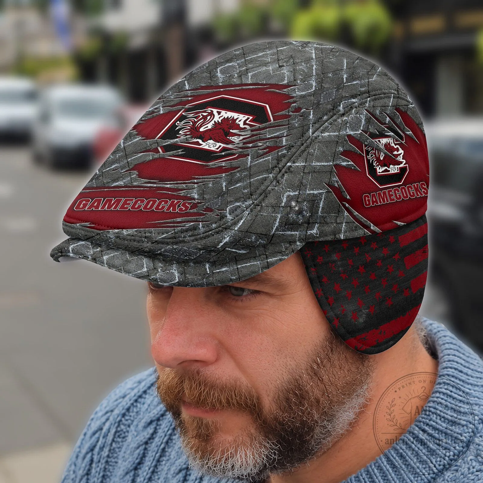 South Carolina Gamecocks Flat Cap with Foldable Ear Flaps
