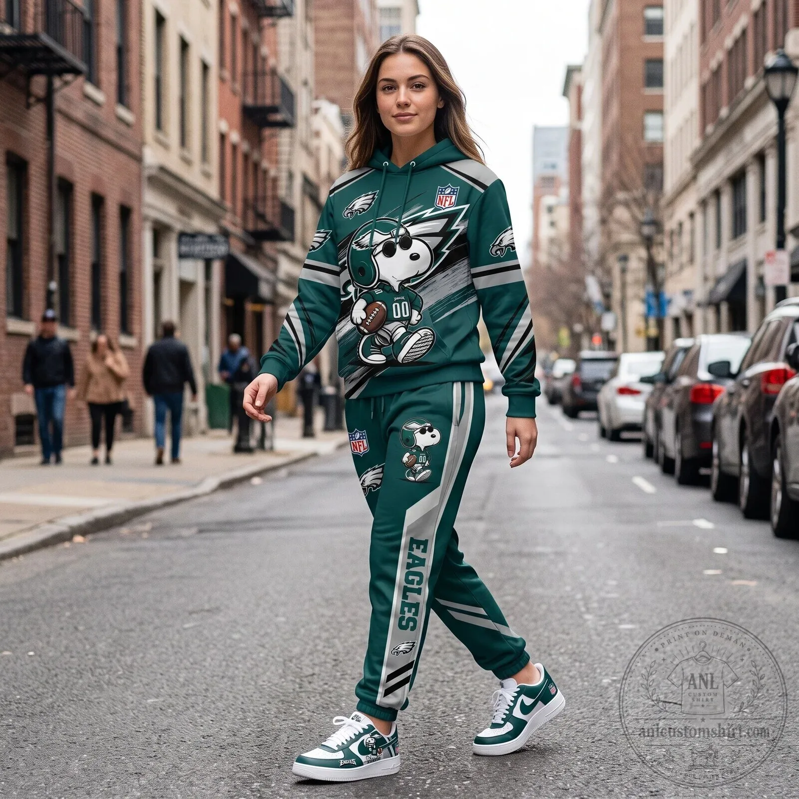 Full Print Hoodie and Sweatpants Set Featuring Dallas Cowboys and Snoopy Football Team 104 Full Print Hoodie and Sweatpants Set Featuring Dallas Cowboys and Snoopy Football Team
