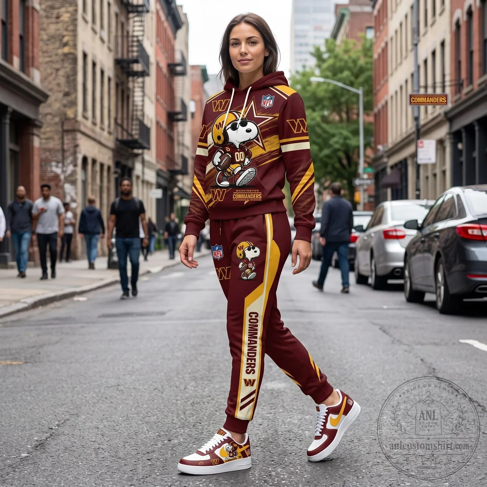 Full Print Hoodie and Sweatpants Set Featuring Dallas Cowboys and Snoopy Football Team 106 Full Print Hoodie and Sweatpants Set Featuring Dallas Cowboys and Snoopy Football Team