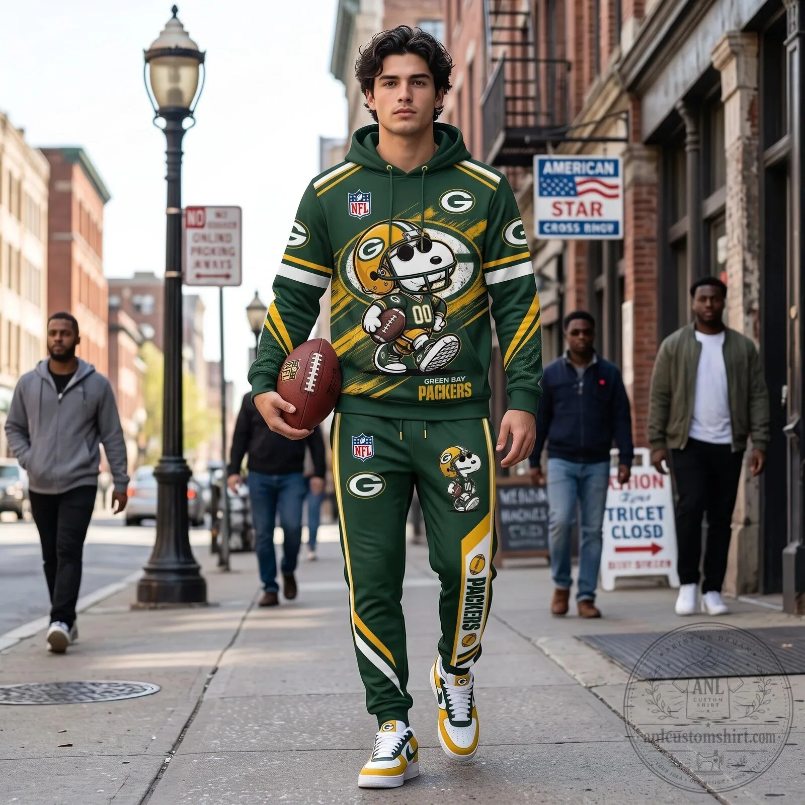 Full Print Hoodie and Sweatpants Set Featuring Dallas Cowboys and Snoopy Football Team 112 Full Print Hoodie and Sweatpants Set Featuring Dallas Cowboys and Snoopy Football Team