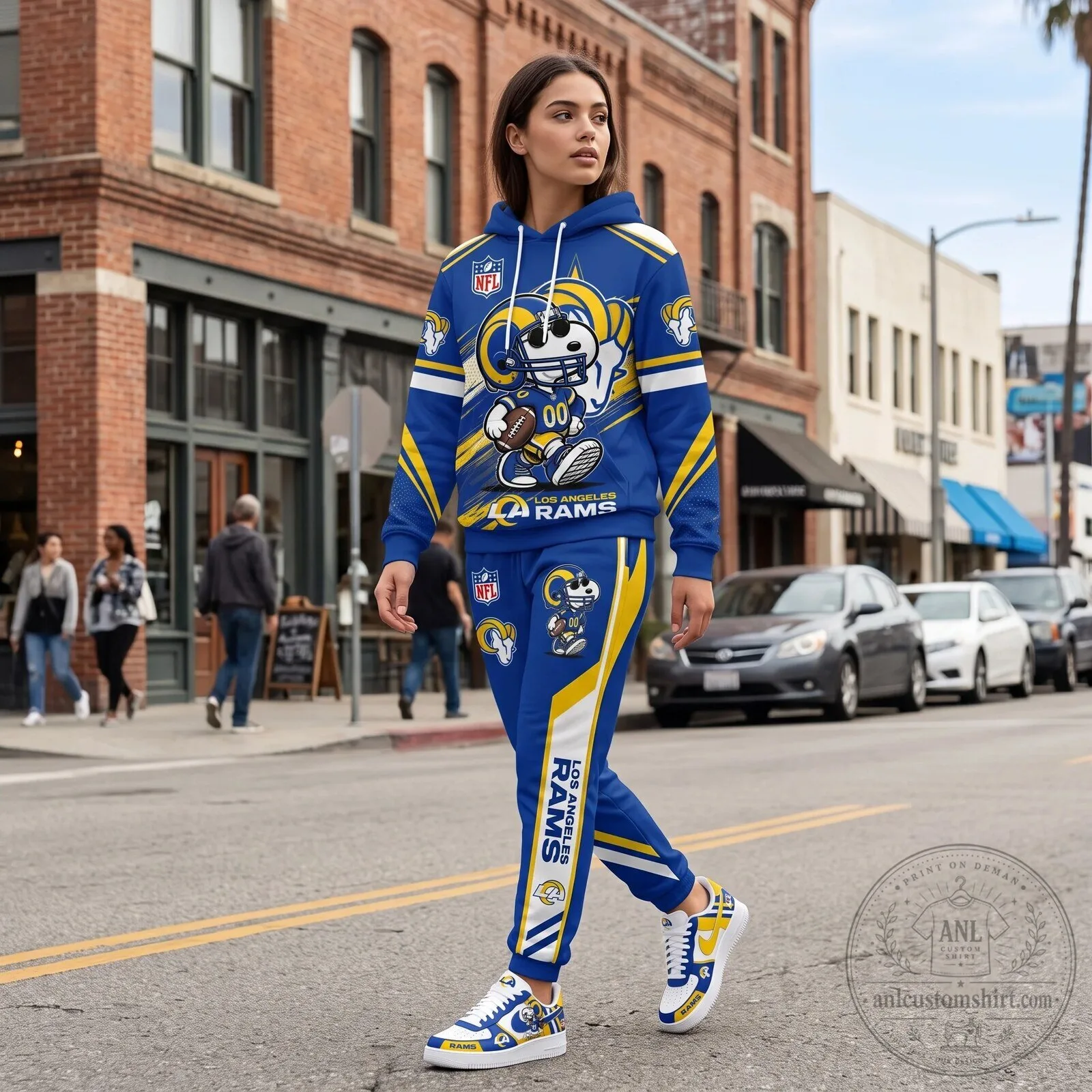 Full Print Hoodie and Sweatpants Set Featuring Dallas Cowboys and Snoopy Football Team 126 Full Print Hoodie and Sweatpants Set Featuring Dallas Cowboys and Snoopy Football Team