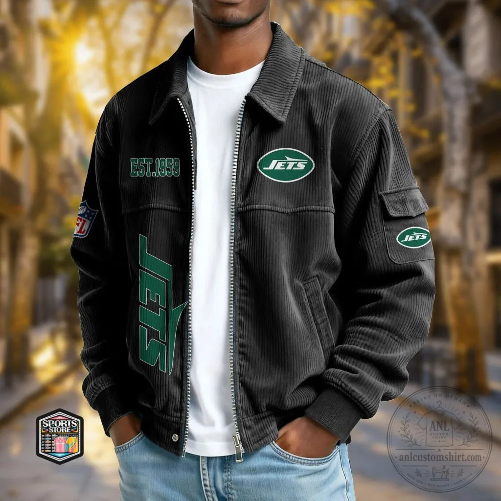 New York Jets Corduroy Jacket with Embroidered Logo New York Jets Corduroy Jacket with Embroidered Logo
