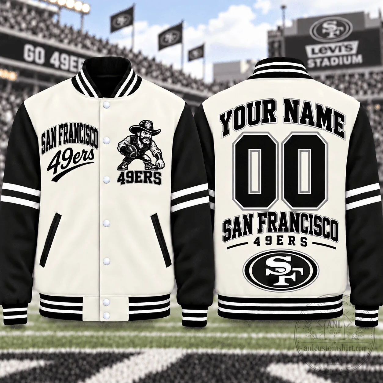 San Francisco 49ers Personalized Baseball Varsity Jacket
