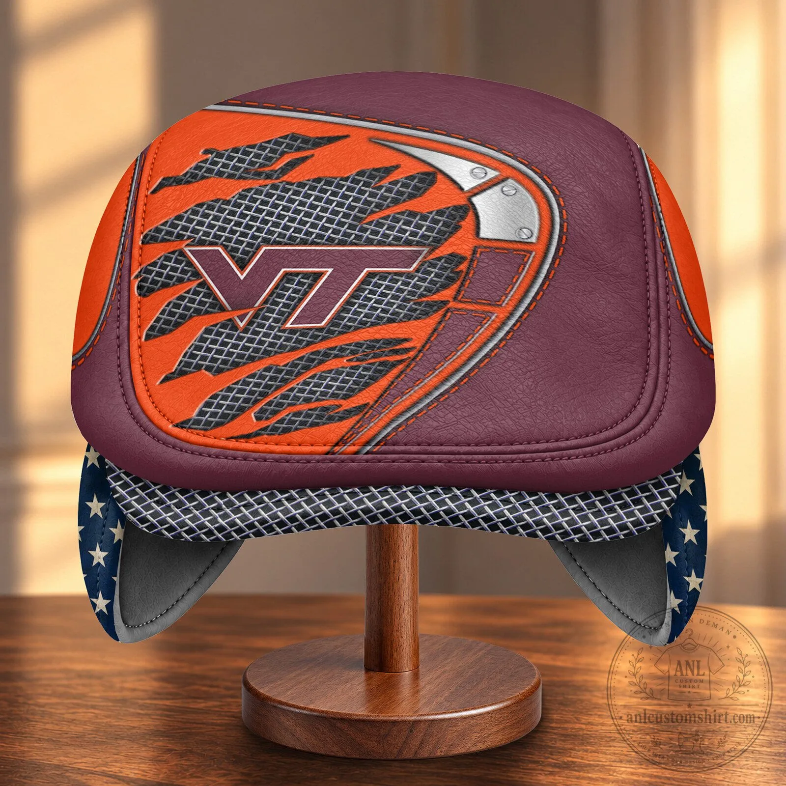 Virginia Tech Hokies NCAA Flat Cap with Foldable Ear Flaps 11 Virginia Tech Hokies NCAA Flat Cap with Foldable Ear Flaps
