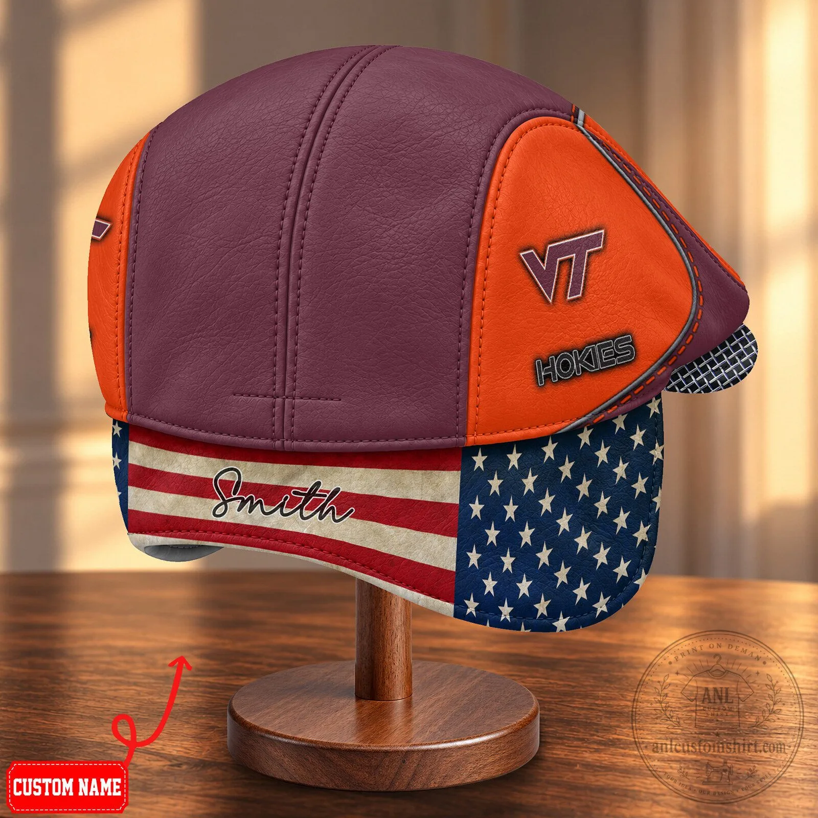 Virginia Tech Hokies NCAA Flat Cap with Foldable Ear Flaps 12 Virginia Tech Hokies NCAA Flat Cap with Foldable Ear Flaps