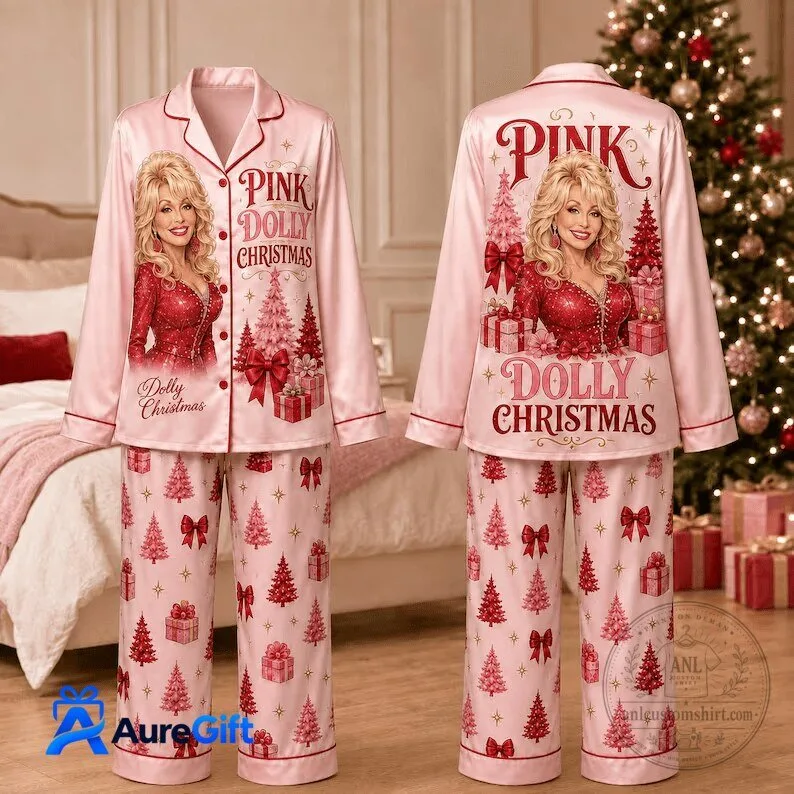 Dolly Parton Pink Christmas Holiday Pajamas Set for Women