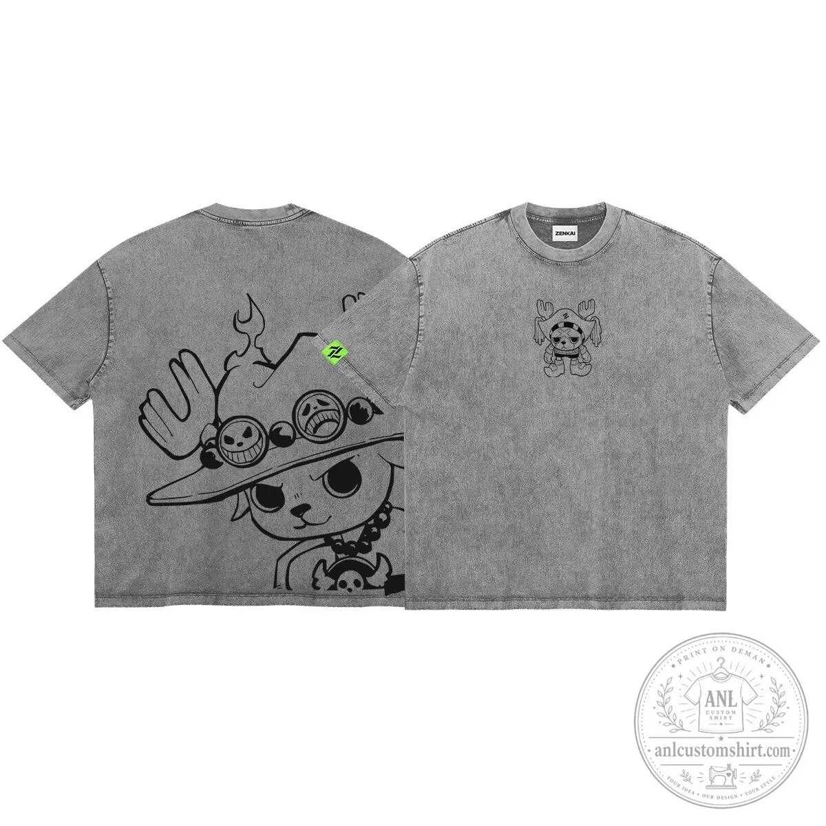 One Piece Tony Tony Chopper Inherited Will Flame Anime Washed T-Shirt
