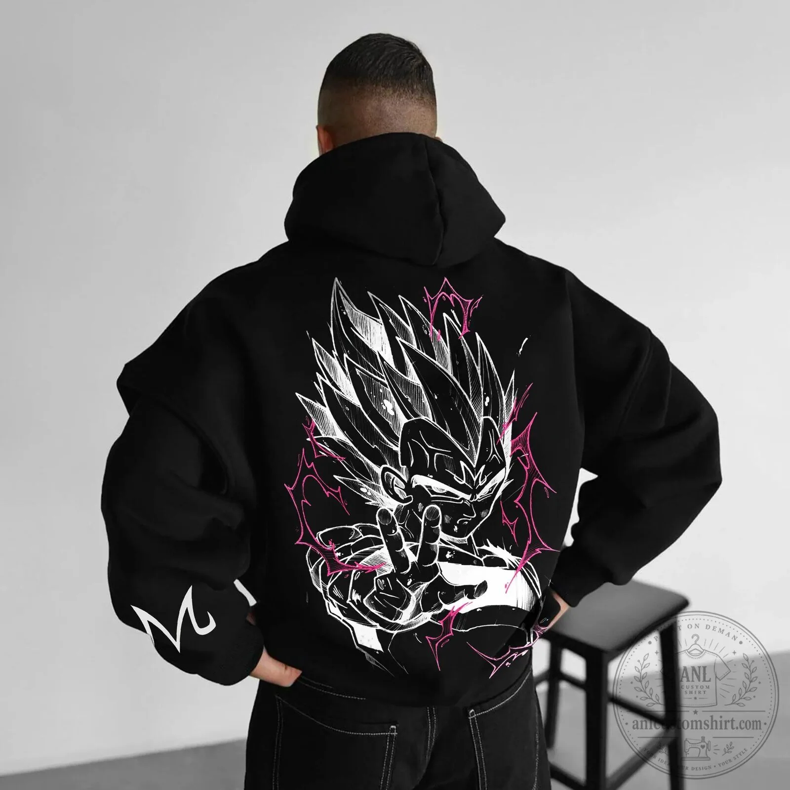 Dragon Ball Z Super Saiyan Vegeta Anime Manga Graphic Black Hoodie