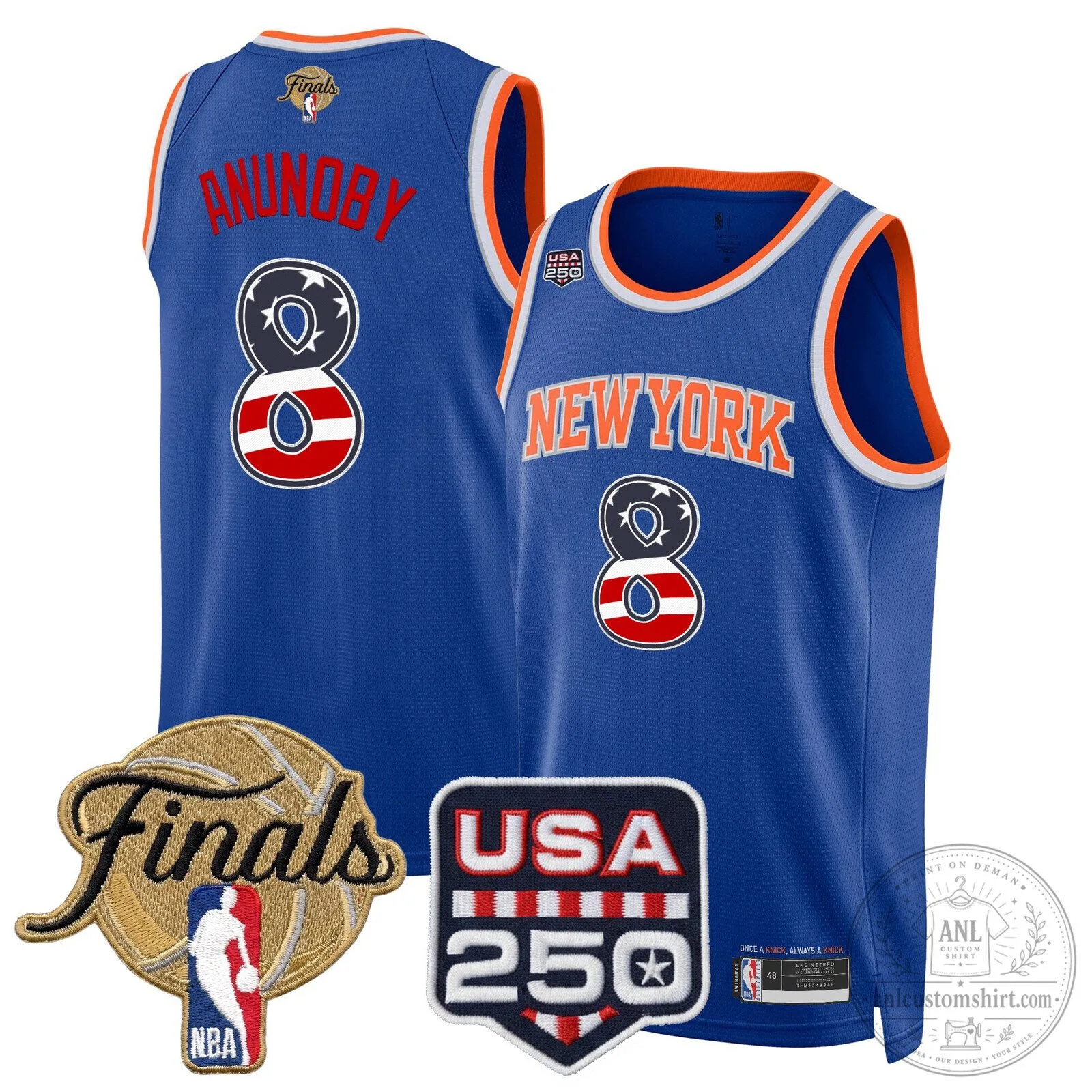 Fourth of July New York Knicks OG Anunoby Basketball Jersey
