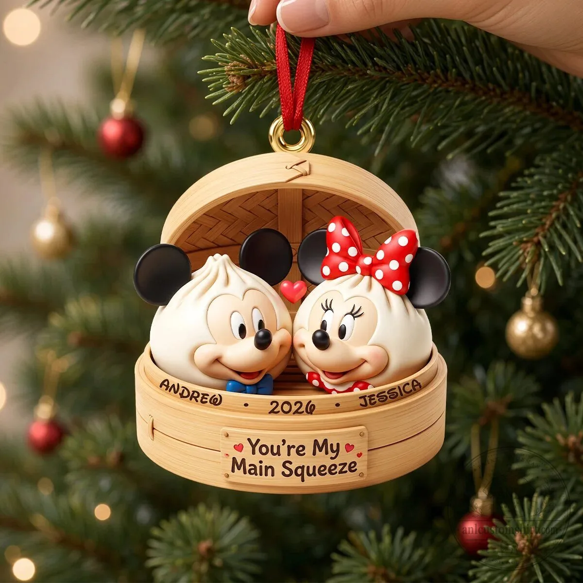Mickey and Minnie Mouse You're My Main Squeeze Christmas Ornament