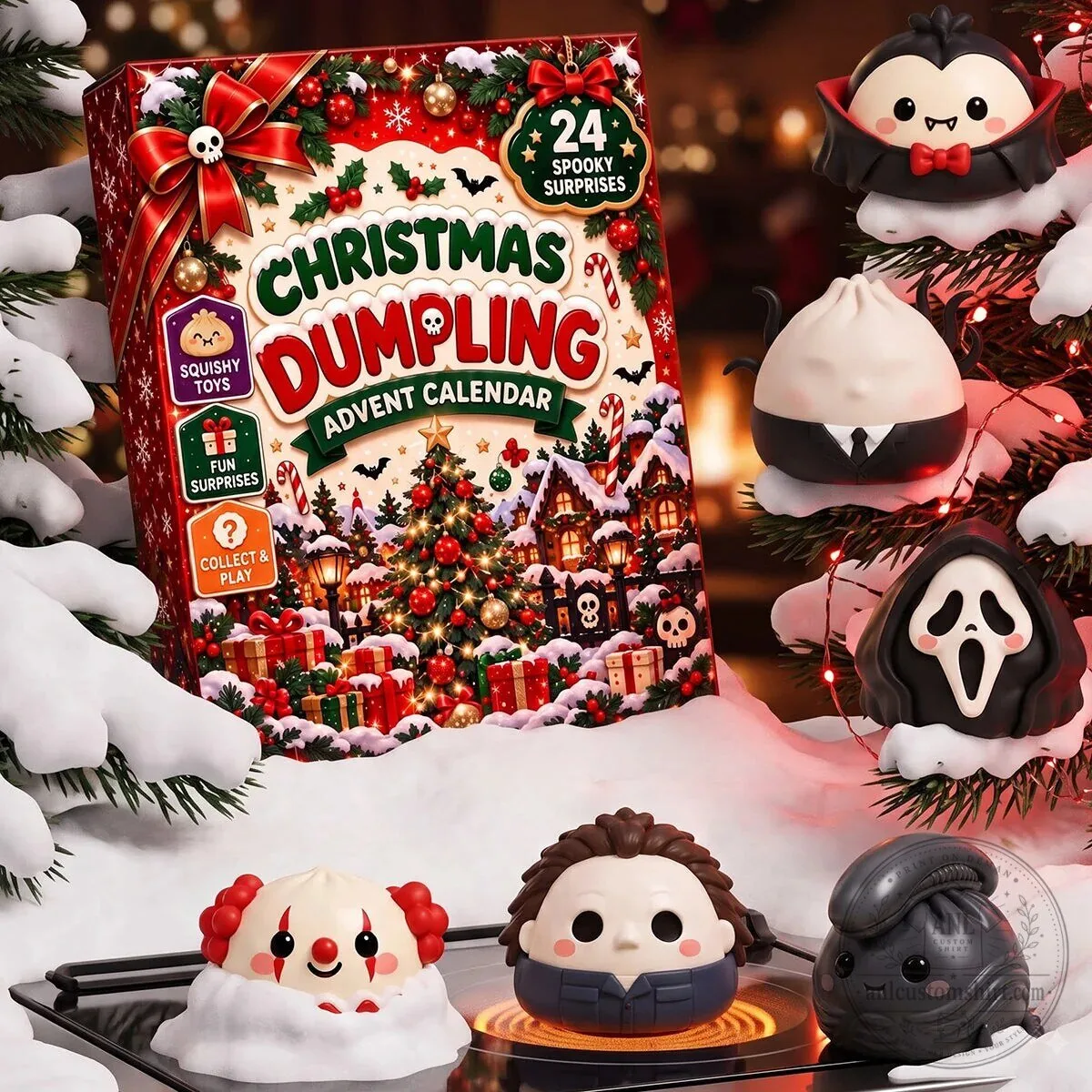 Christmas Dumpling Advent Calendar Blind Box with 24 Spooky Surprise Toys