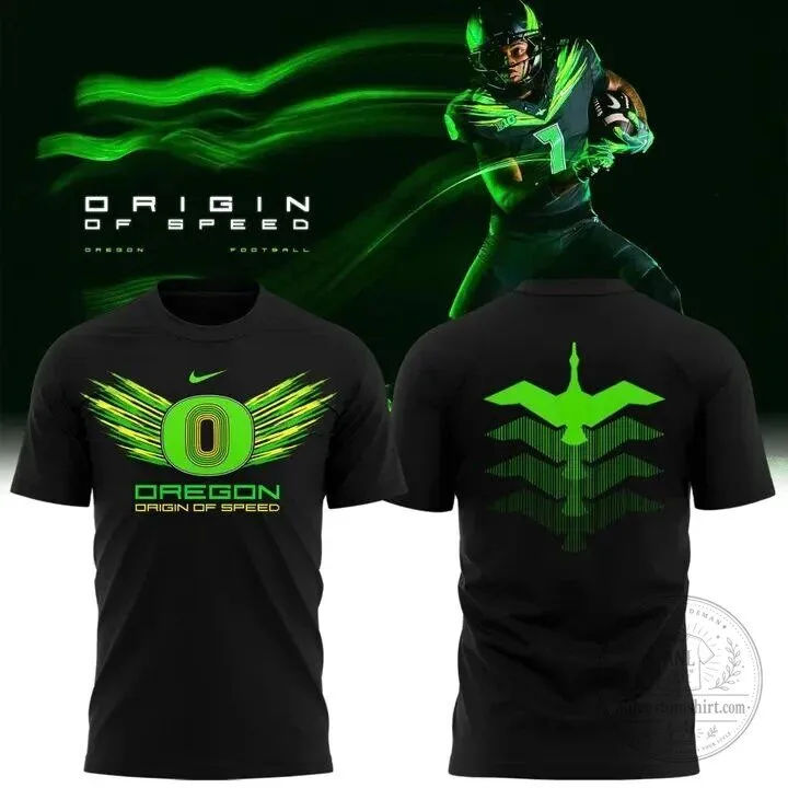 Oregon Ducks Origin of Speed Phoenix Legacy Black Football T-Shirt