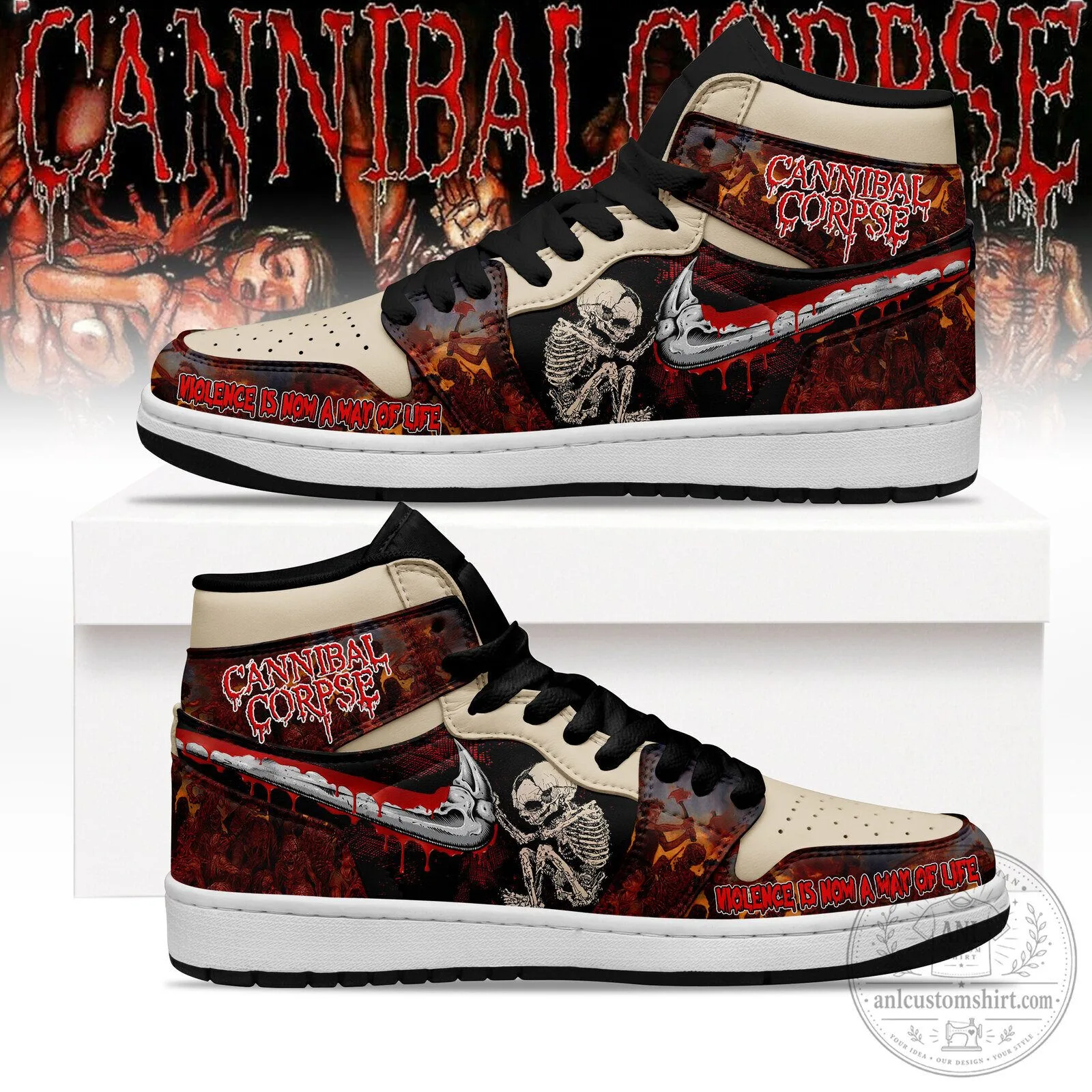 Cannibal Corpse Violence Is Now A Way Of Life High Top Sneakers