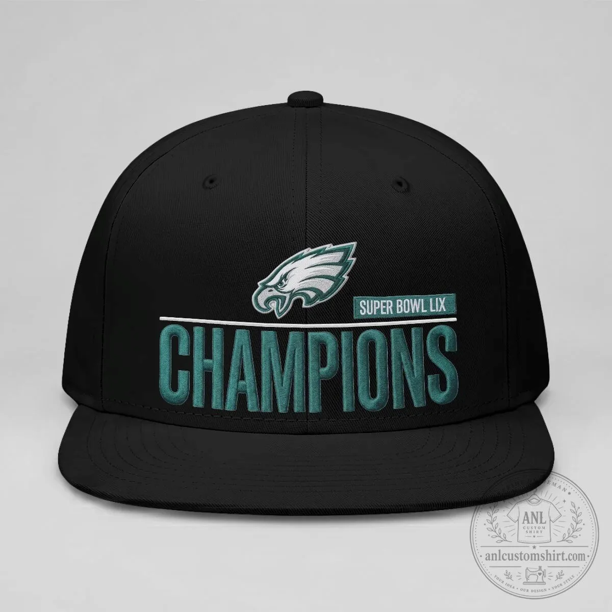 Philadelphia Eagles Super Bowl LIX Champions Black Flat Bill Cap Hat