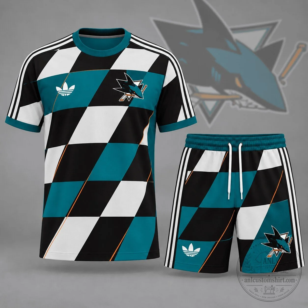 San Jose Sharks Geometric Colorblock Fan Apparel Set