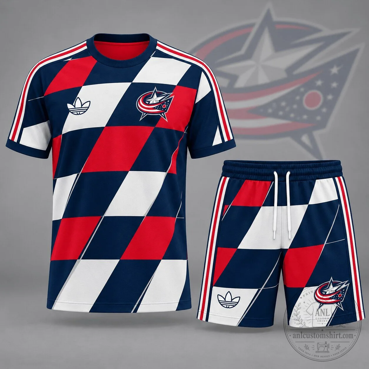 Columbus Blue Jackets Geometric Colorblock T-Shirt and Shorts Set