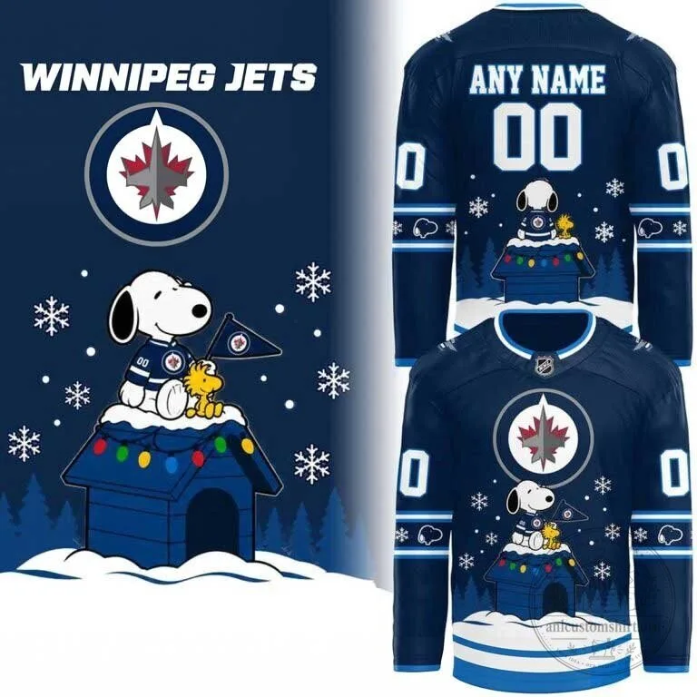 Winnipeg Jets Snoopy Christmas Night Custom Hockey Jersey