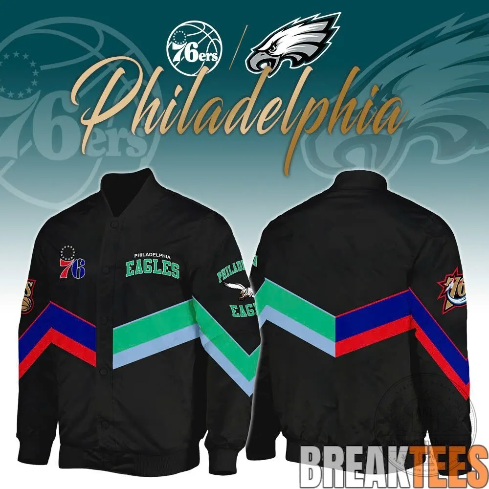 Philadelphia Eagles and Philadelphia 76ers Special Collaboration Bomber Jacket