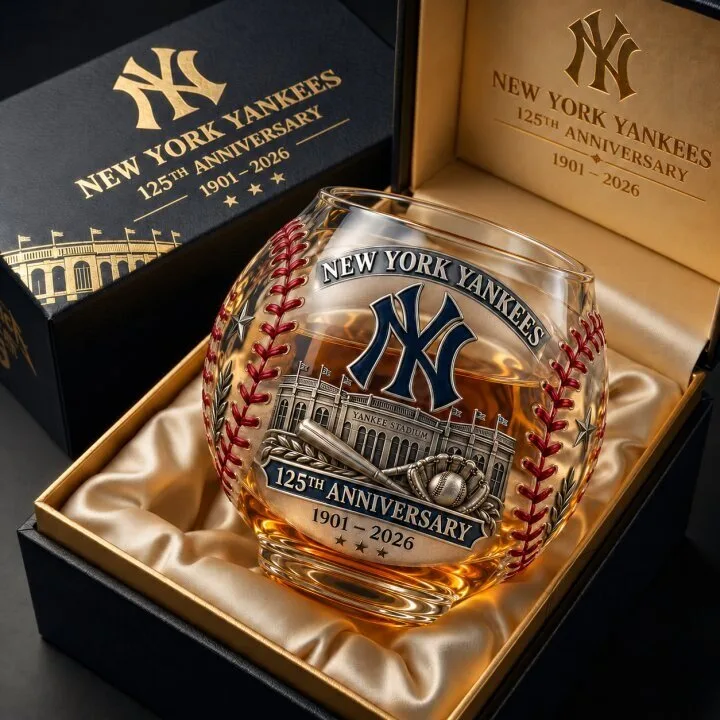 New York Yankees 125th Anniversary Commemorative Drinking Glass