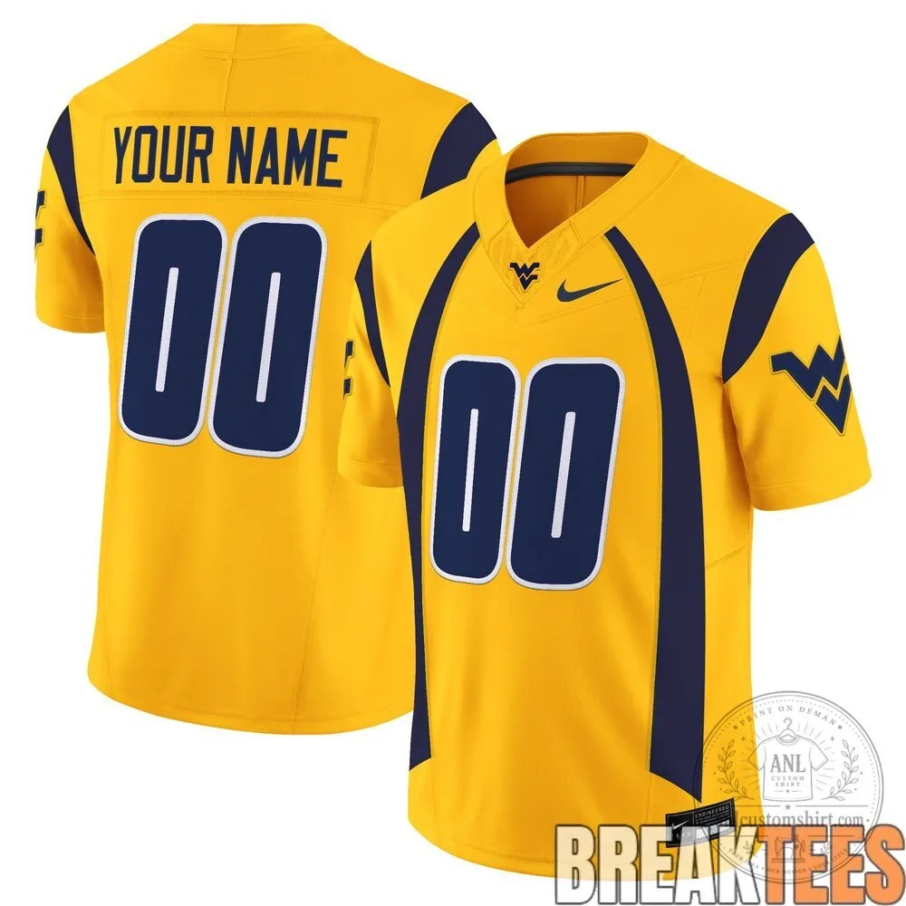 West Virginia Mountaineers Custom White Football Jersey 9 West Virginia Mountaineers Custom White Football Jersey