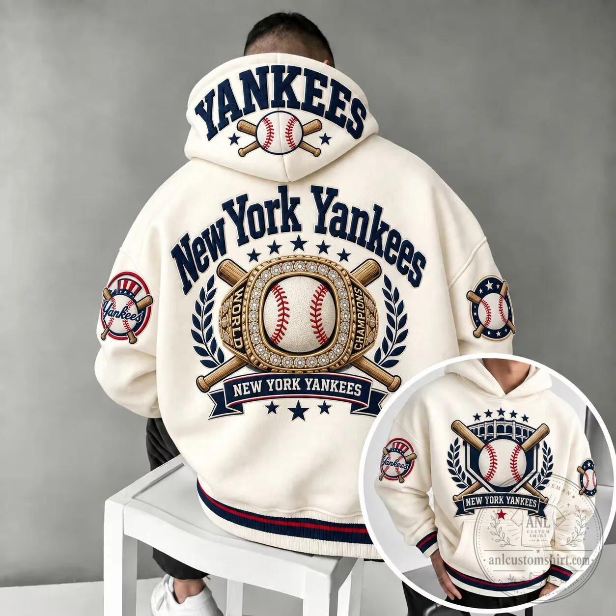 New York Yankees Baseball World Champions Cream Hoodie