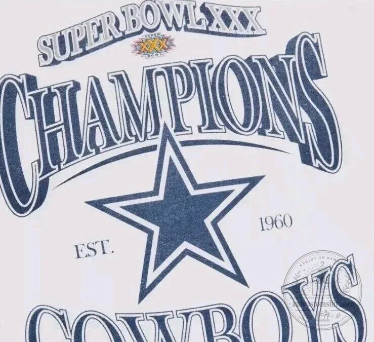 Dallas Cowboys Super Bowl XXX Champions Est 1960 White T-Shirt 7 Dallas Cowboys Super Bowl XXX Champions Est 1960 White T-Shirt