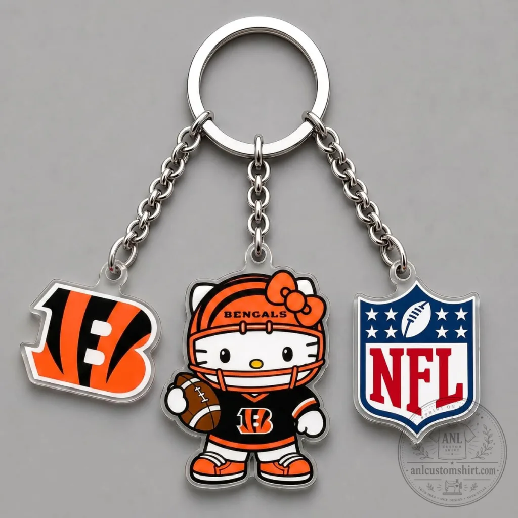Cincinnati Bengals Hello Kitty National Football League Triple Charm Keychain Cincinnati Bengals Hello Kitty National Football League Triple Charm Keychain