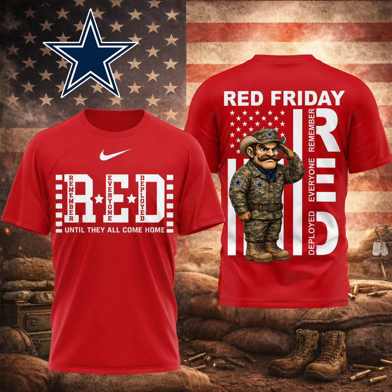 Friday Red T-Shirt Honoring Everyone Deployed Until They All Return Home