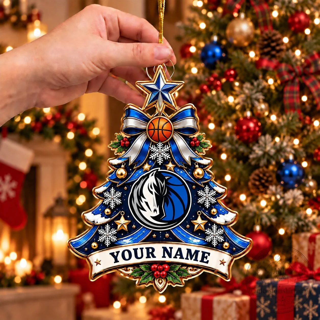 Dallas Mavericks Basketball Christmas Tree Ornament Custom Name Decoration